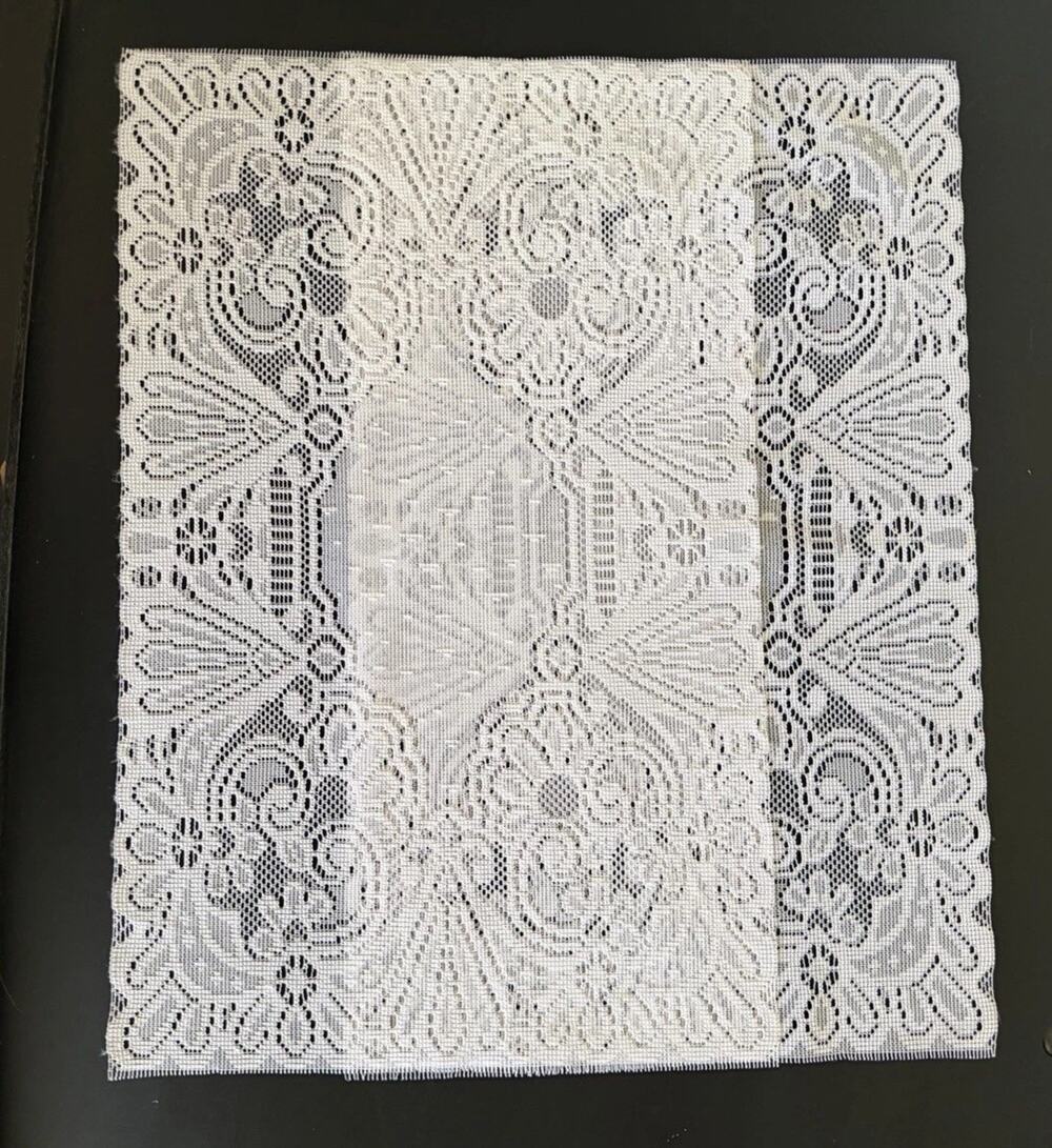 Vintage Lace Curtain Panel White Floral Lace Pair Cottage Farmhouse Window Decor